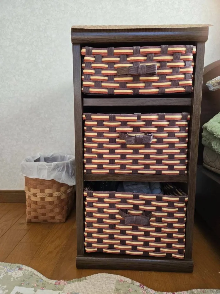 紙バンドで編まれた引き出し収納